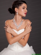 Elegant Leaf Crystal Necklace And Earring Set