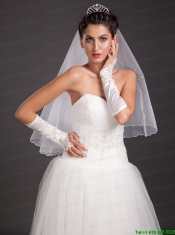 Elegant Satin Fingerless Elbow Length Appliques Bridal Gloves