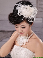 Elegant Tulle Silk Ribbon Feather Flower Hairpin Special Occasion and Wedding