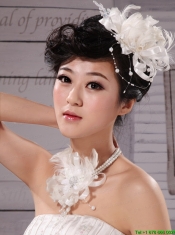 Elegant Tulle Silk Ribbon Feather Flower Hairpin Special Occasion and Wedding