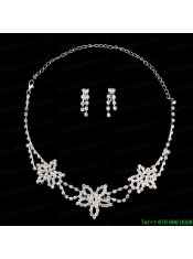 Exquisite Flower Shaped Rhinestone Wedding Jewelry Set Including Necklace And Earrings