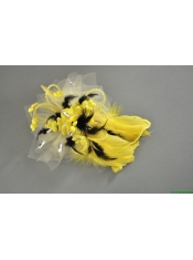 Fashionable Yellow and Black Feather Tulle Women’ s Fascinators