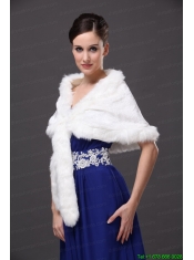 Faux Fur Elegant V-Neck White Faux Fur Wedding Party Wedding Wrap