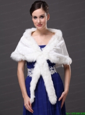 Faux Fur Elegant V-Neck White Faux Fur Wedding Party Wedding Wrap