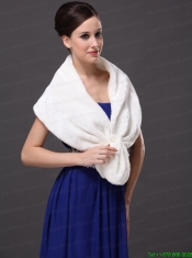Faux Fur Fashionable V-Neck White Wedding Party and Prom or Cocktail Wedding Wrap
