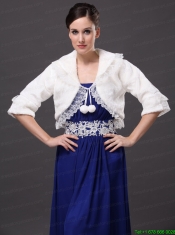 Faux Fur Fashionable Wedding V-Neck Half-Sleeves Wedding Party and Prom Jacket White