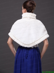Faux Fur High-Neck White Wedding Party Wrap For Winter