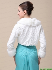 Faux Fur Special Occasion / Wedding Jacket With Long Sleeves and Fold-over Collar
