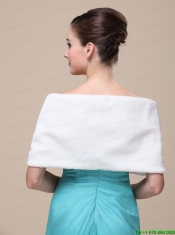 Faux Fur Special Occasion / Wedding Shawl  In Ivory With V-neck