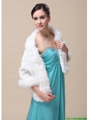 Faux Fur Special Occasion / Wedding Shawl With Open Front