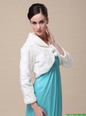 Faux Fur Special Occasion Jacket  In Ivory With Fold-over Collar