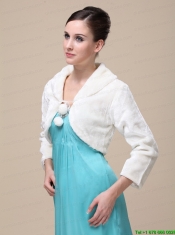 Faux Fur Special Occasion Jacket  In Ivory With Fold-over Collar