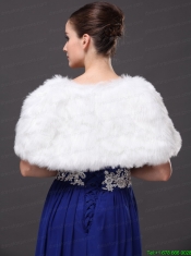 Faux Fur Wedding Affordable Short Sleeves Prom And Wedding Party Jacket White
