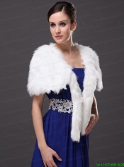 Faux Fur Wedding Affordable Short Sleeves Prom And Wedding Party Jacket White
