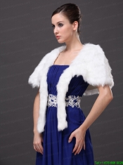 Faux Fur Wedding Affordable Short Sleeves Prom And Wedding Party Jacket White