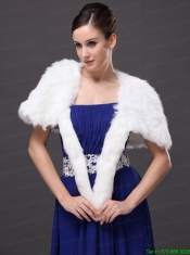 Faux Fur Wedding Affordable Short Sleeves Prom And Wedding Party Jacket White