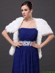 Faux Fur Wedding Affordable Short Sleeves Prom And Wedding Party Jacket White