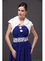 Faux Fur Wedding Affordable Short Sleeves V-Neck Prom And Wedding Party Jacket White