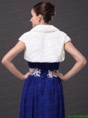Faux Fur Wedding Affordable Short Sleeves V-Neck Prom And Wedding Party Jacket White