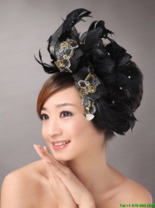 Feathers Over Headpiece and Appliques In Net