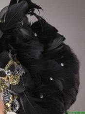 Feathers Over Headpiece and Appliques In Net