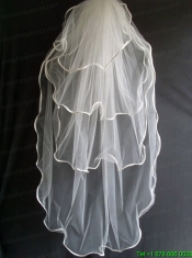 Four Layers Taffeta Ribbon Edge Tulle Wedding Veil