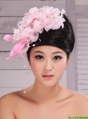 Fully Handmade Beaded and Flowers Decorate For Party Rose Pink Headpieces