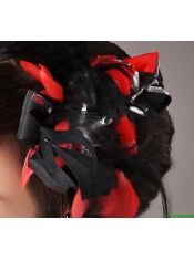 Fully Handmade Romantic Headpiece Red and Black With Feather For Party