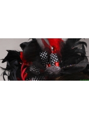 Fully Handmade Sweet Black and Red Headpieces Imitation Pearls With Feathers For Party