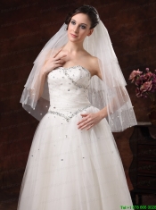 Gorgeous Pearl Trim Edge Tulle Bridal Veil