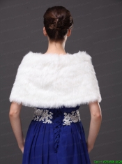 Gorgeous Rabbit Fur Special Occasion / Wedding Shawl  In Ivory With V-neck