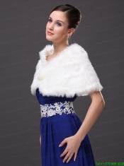 Gorgeous Rabbit Fur Special Occasion / Wedding Shawl  In Ivory With V-neck
