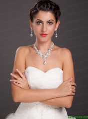 Gorgeous Rhinestone and Imitation Pearl Bridal Jewelry Set Including Necklace With Earrings