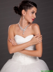 Gorgeous Rhinestone and Imitation Pearl Bridal Jewelry Set Including Necklace With Earrings