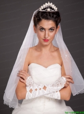 Gorgeous Satin Elbow Length Appliques Fingerless Bridal Gloves