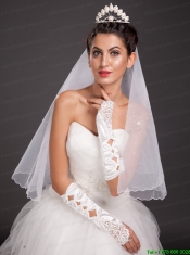 Gorgeous Satin Elbow Length Appliques Fingerless Bridal Gloves