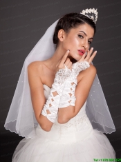 Gorgeous Satin Elbow Length Appliques Fingerless Bridal Gloves