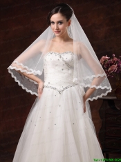 Graceful Pearl Trim Edge Organza Wedding Veils