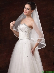Graceful Pearl Trim Edge Organza Wedding Veils