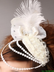 Hairpins Birdcage Veils Feather White Organza Special Occasion and Outdoor