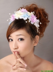 Hand Made Flowers For Muti-color Headpiece With Pearl