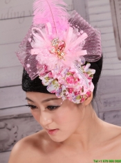 Headpices For Wedding Party With Imitation Pearls and Feather Decorate Tulle and Printing