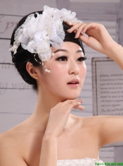Headpiece White Pearls Large Flowers Embellishment