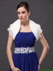 High Quality Faux Fur Special Occasion / Jacket In Ivory With Lace Edge