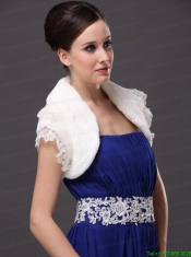 High Quality Faux Fur Special Occasion / Jacket  In Ivory With Lace Edge