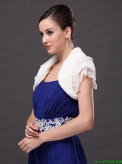 High Quality Faux Fur Special Occasion / Jacket  In Ivory With Lace Edge