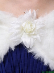 High Quality Faux Fur Special Occasion / Wedding Shawl  In Ivory With V-neck