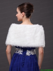 High Quality Faux Fur Special Occasion / Wedding Shawl  In Ivory With V-neck
