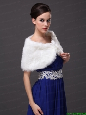 High Quality Faux Fur Special Occasion / Wedding Shawl  In Ivory With V-neck