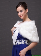 High Quality Rabbit Fur Special Occasion / Wedding Shawl  In Ivory With V-neck